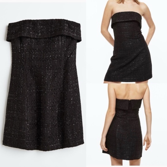 NWT H&M Elegant Black Strapless Dress size Medium - Picture 1 of 13